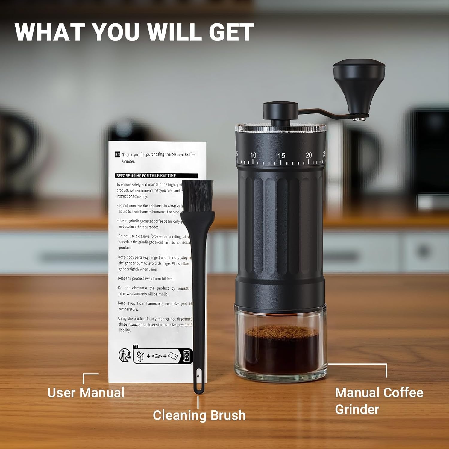 Manual Coffee Grinder with 40 Adjustable Settings